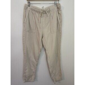 Old Navy High-Waisted Striped Cropped Guazy Cotton Tapered Pants Large Beach
